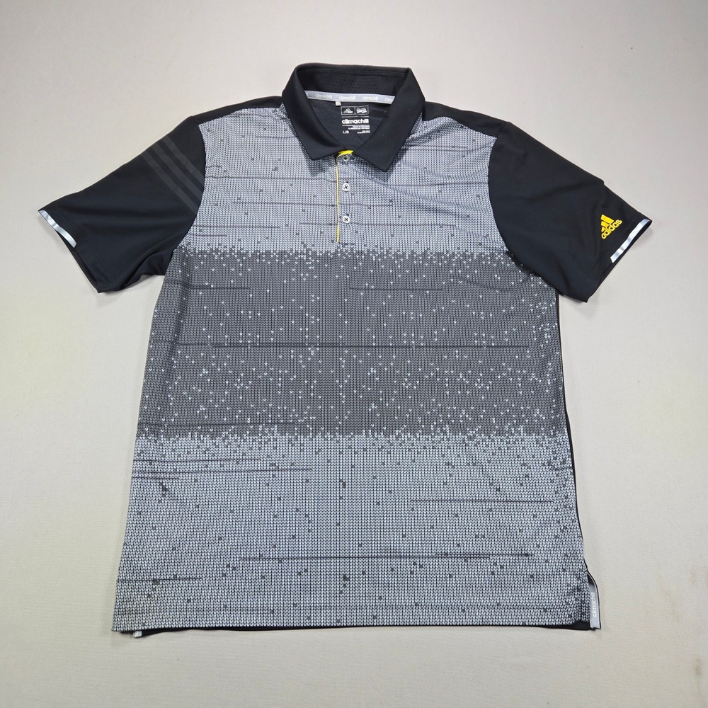 Adidas Polo Shirt Climachill Graphic Gradient Black Grey Mens Large